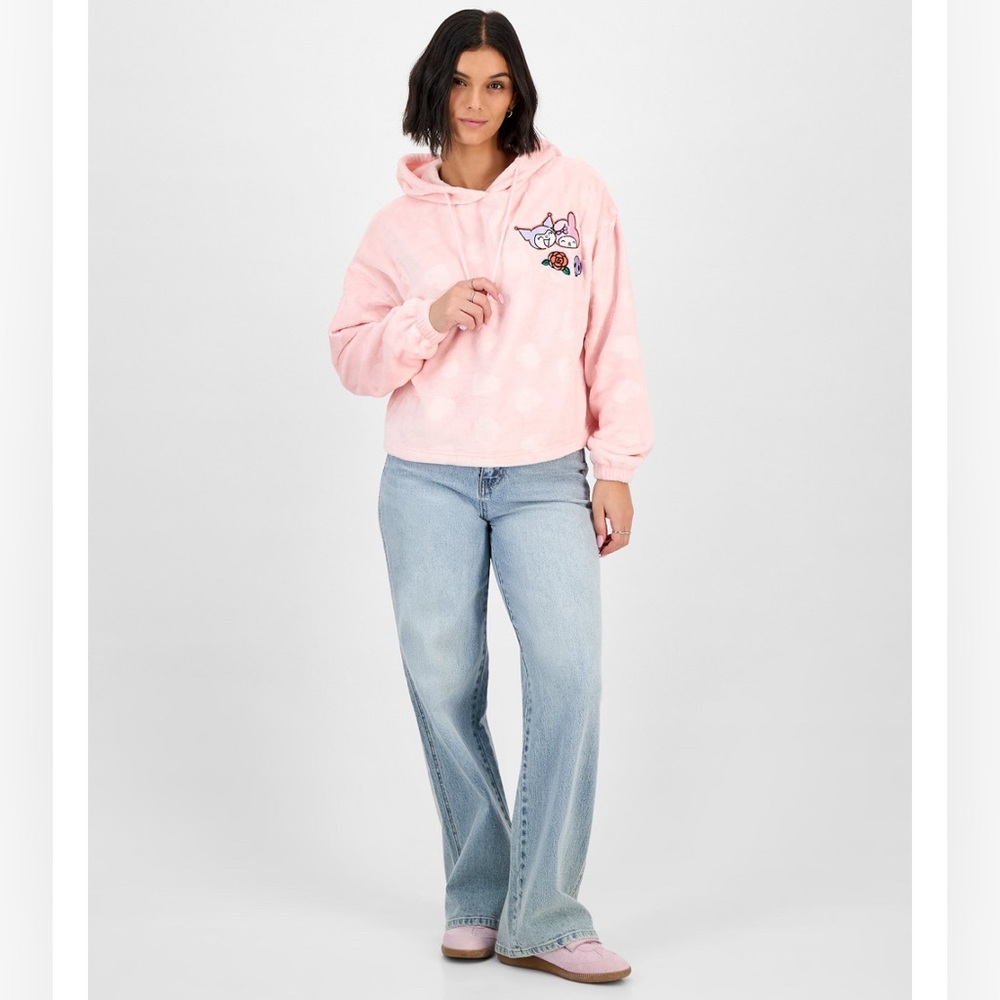 Sanrio Kuromi and My Melody Hearts Pink Hoodie XSmall NWT - Picture 3 of 12